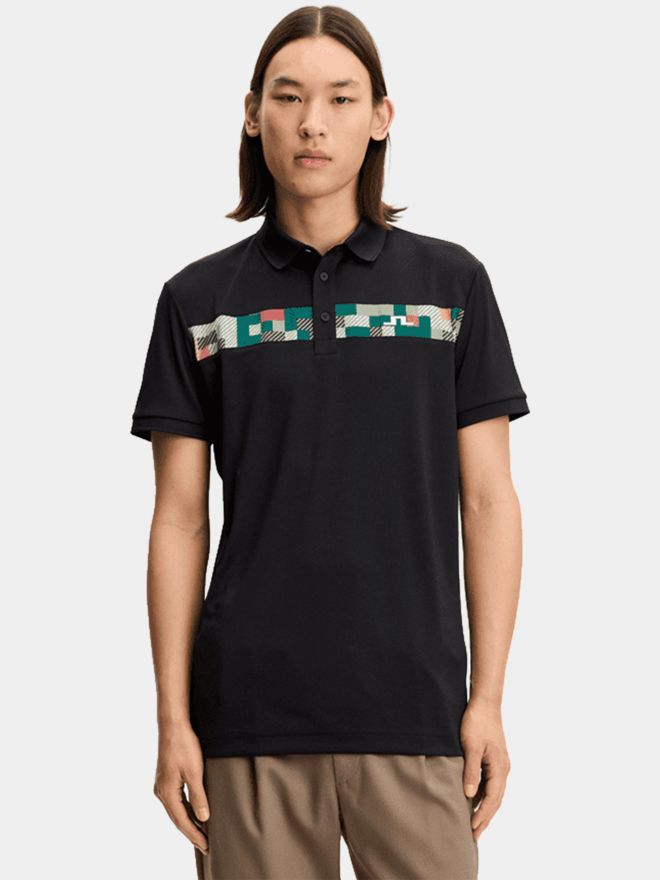 J.Lindeberg Bridger Tour Halbarm Polo schwarz