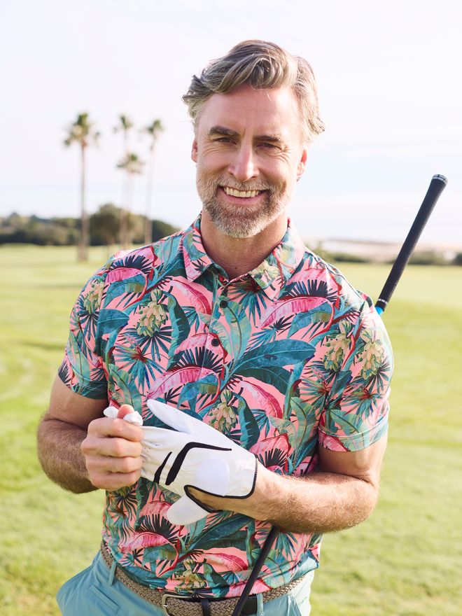 Daniel Springs Druck Funktions Halbarm Polo grün