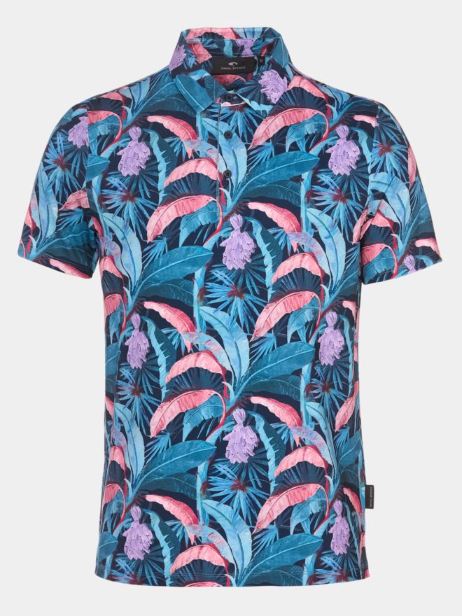 Daniel Springs Dschugel print functional half-sleeve polo petrol