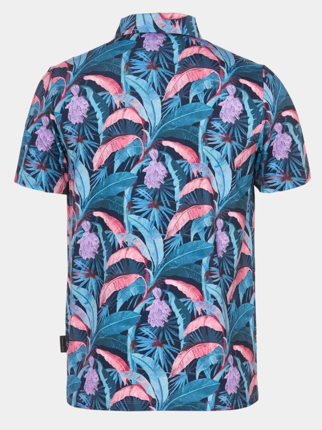 Daniel Springs Dschugel print functional half-sleeve polo petrol