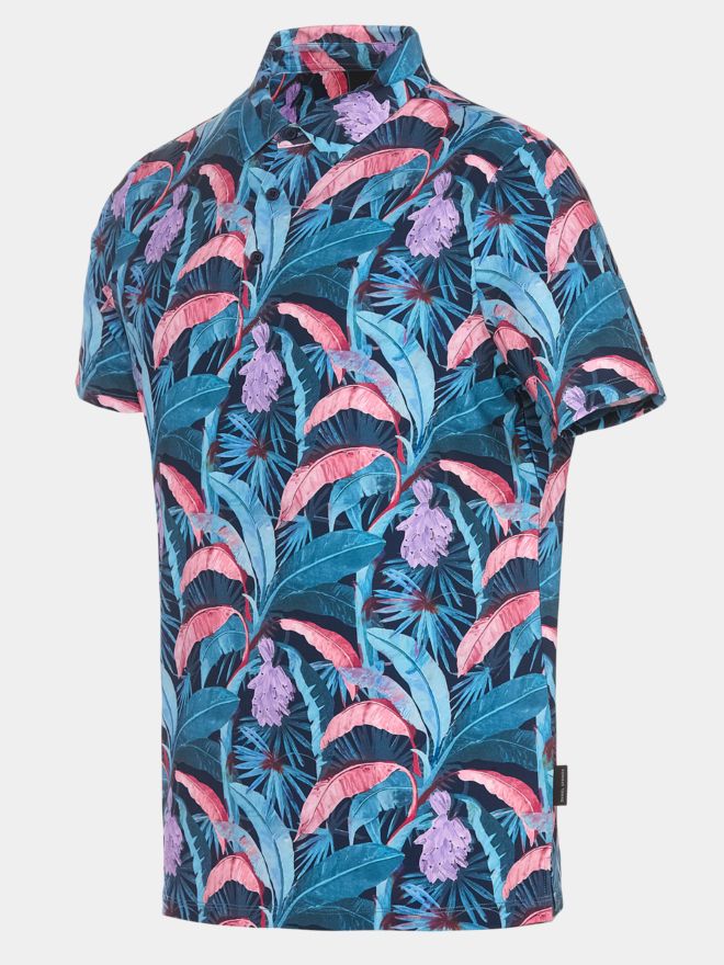 Daniel Springs Dschugel print functional half-sleeve polo petrol