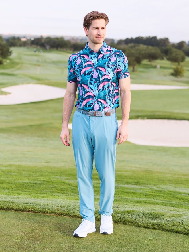 Daniel Springs Dschugel print functional half-sleeve polo petrol