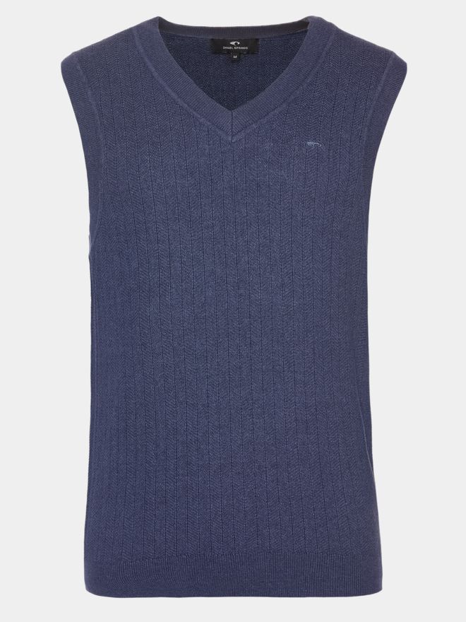 Daniel Springs Jaquard-Struktur Pullunder Strick denim