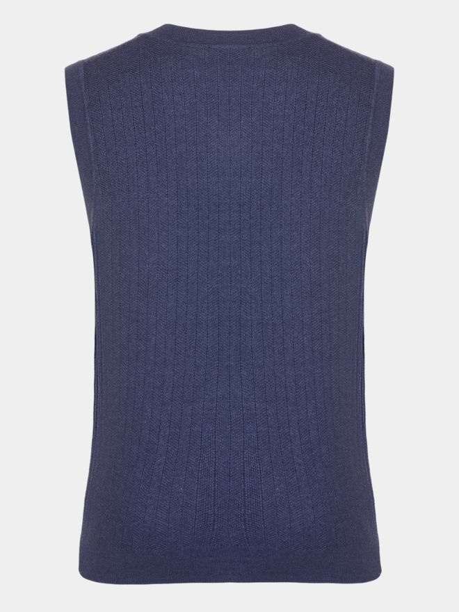 Daniel Springs Jaquard-Struktur Pullunder Strick denim