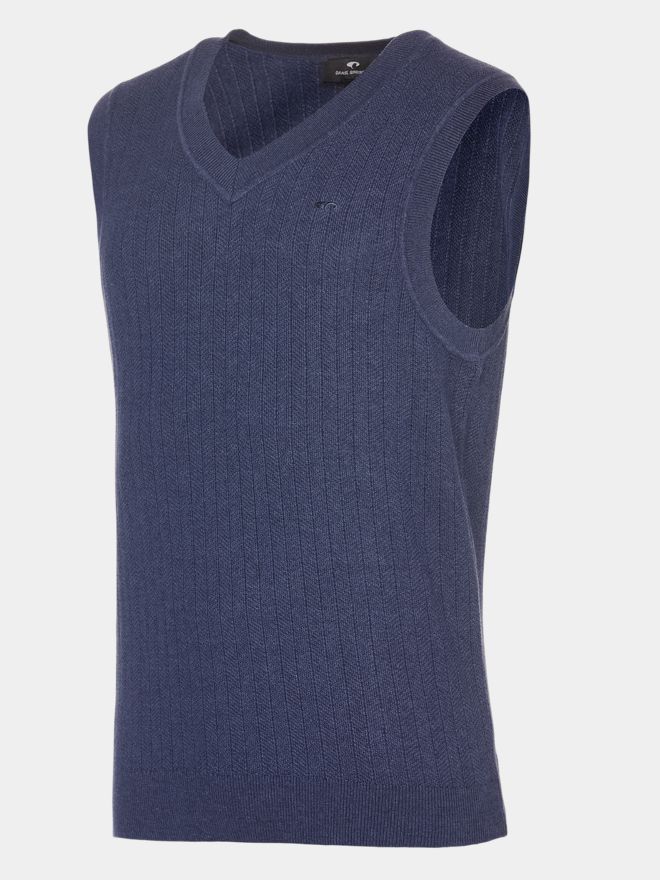 Daniel Springs Jaquard-Struktur Pullunder Strick denim