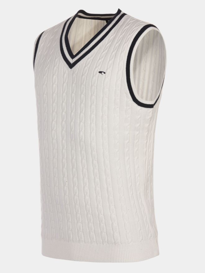 Daniel Springs Zopf- Pullunder Strick offwhite