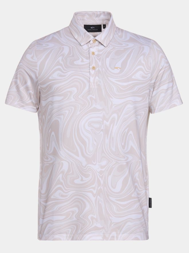 Daniel Springs Iron print functional half-sleeve polo sand