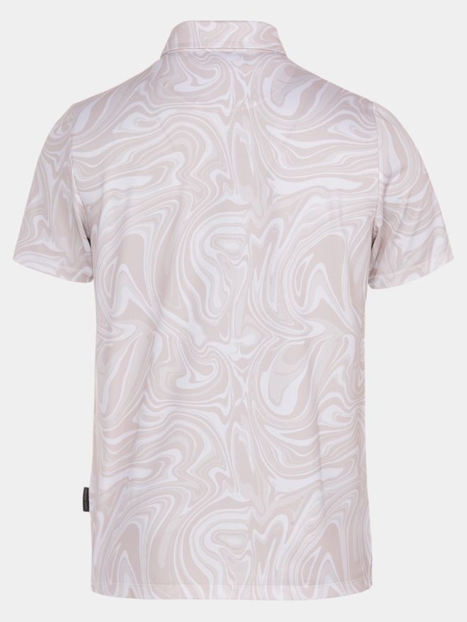 Daniel Springs Iron print functional half-sleeve polo sand