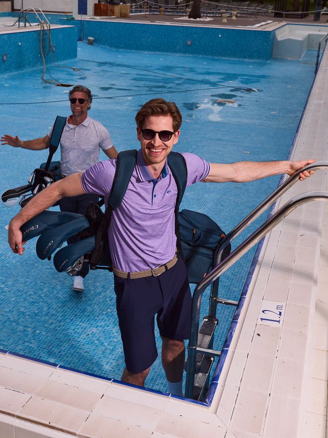 Daniel Springs Melange Druck Halbarm Polo rosa