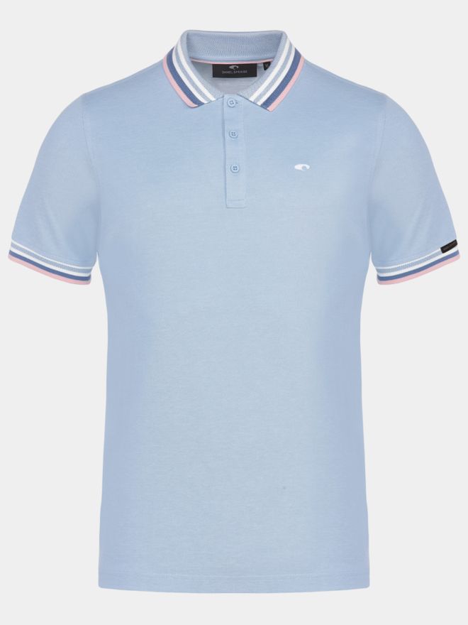 Daniel Springs 2-Tone Pique Halbarm Polo hellblau