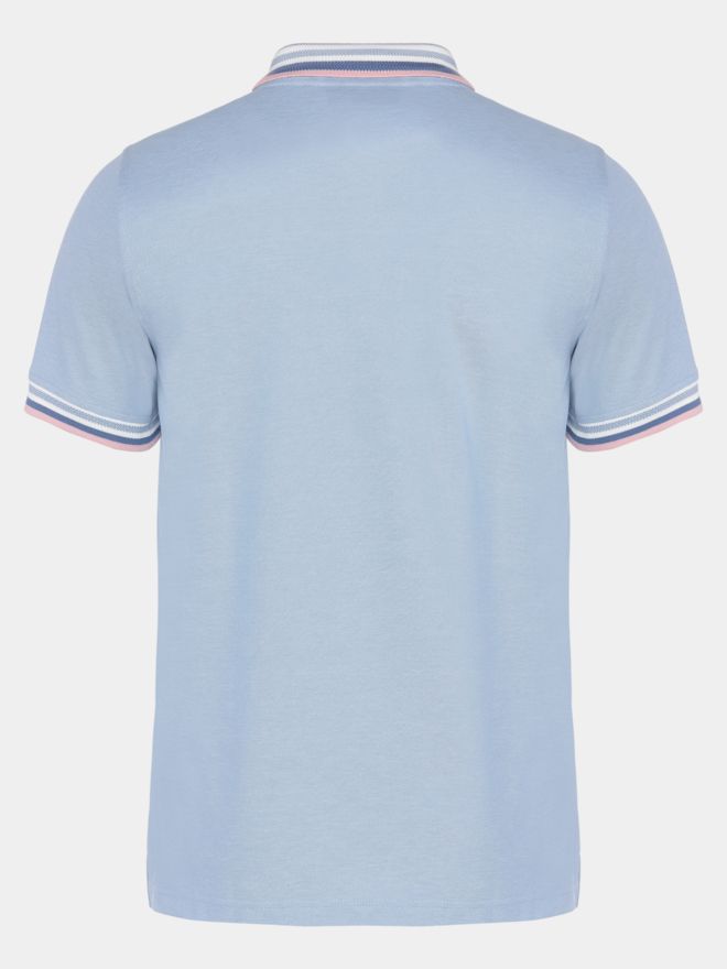 Daniel Springs 2-Tone Pique Halbarm Polo hellblau