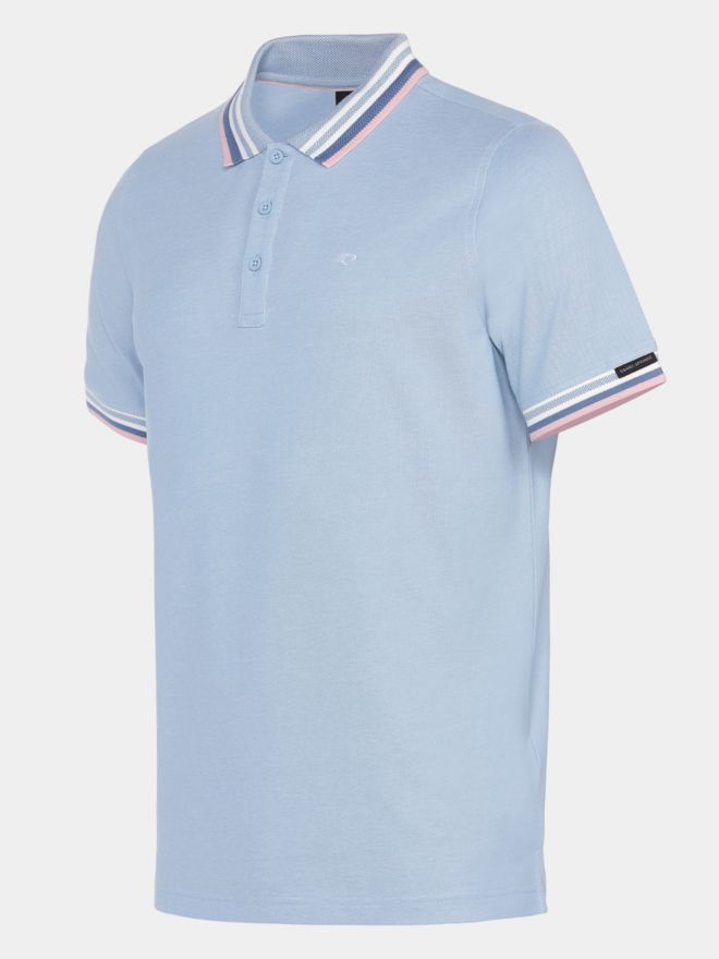 Daniel Springs 2-Tone Pique Halbarm Polo hellblau
