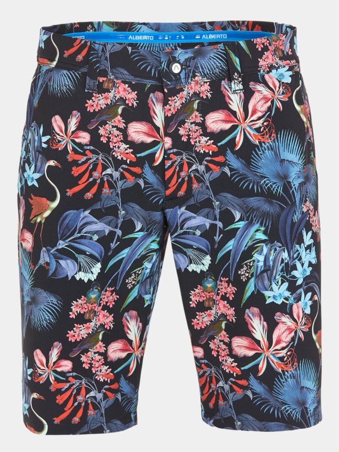 Alberto EARNIE - Jungle Print WR Bermuda Hose navy