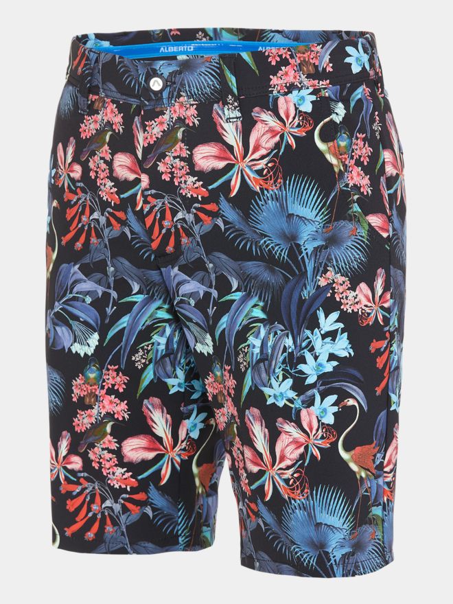 Alberto EARNIE - Jungle Print WR Bermuda Hose navy