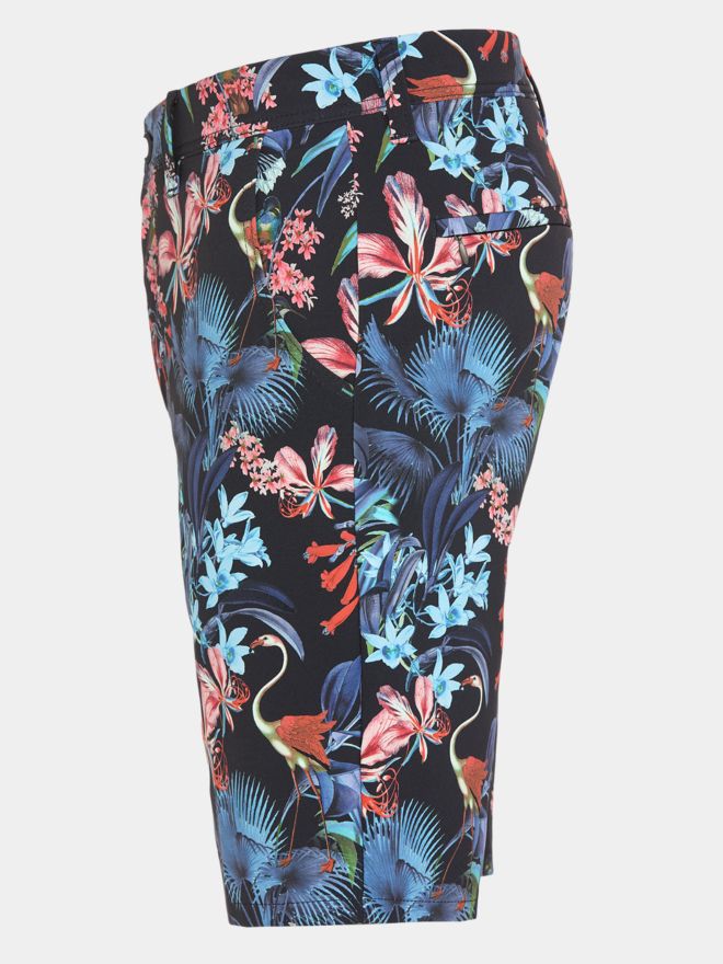 Alberto EARNIE - Jungle Print WR Bermuda Hose navy