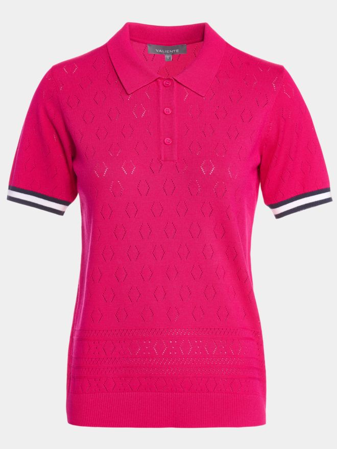 Valiente Strick Halbarm Polo pink