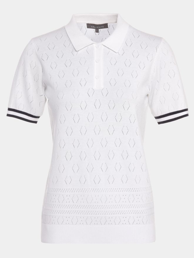 Valiente Strick Halbarm Polo weiß