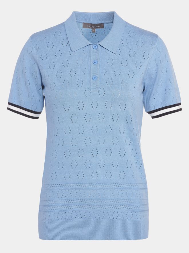 Valiente Strick Halbarm Polo hellblau