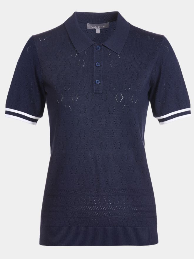 Valiente Strick Halbarm Polo navy