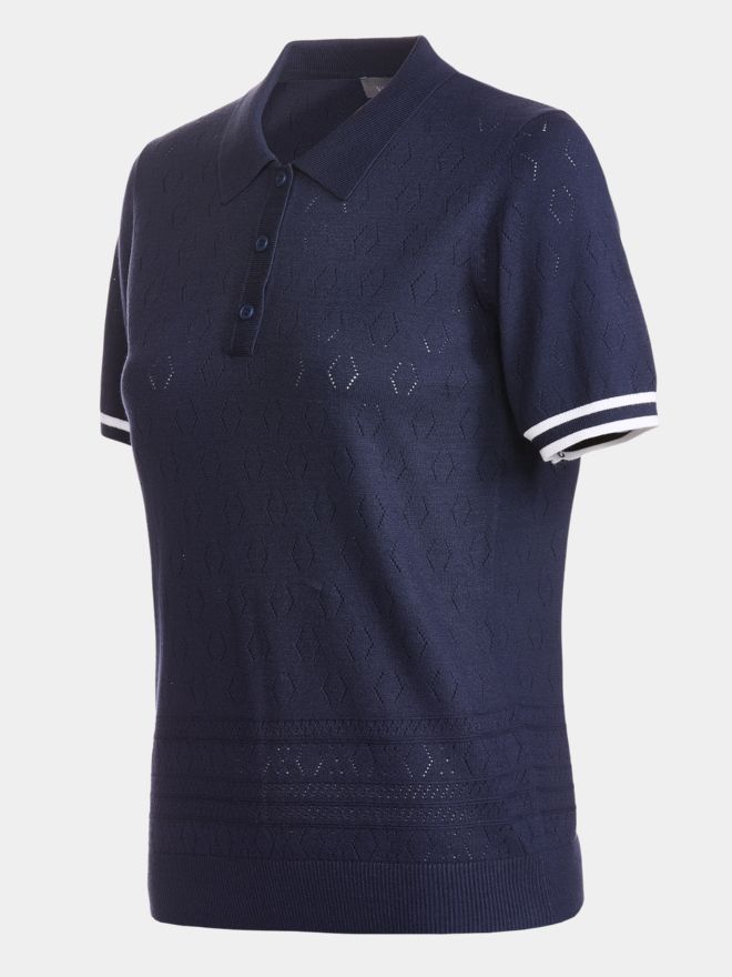 Valiente Strick Halbarm Polo navy