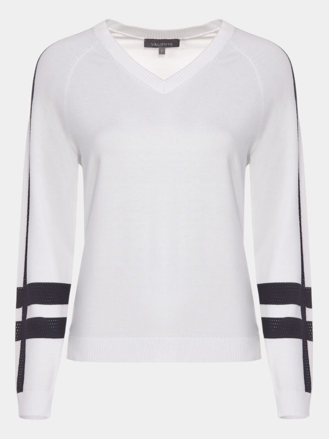 Valiente Pletený svetr s výstřihem do V bílá