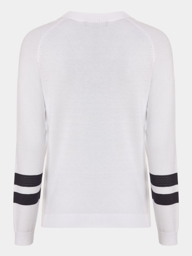 Valiente Pletený svetr s výstřihem do V bílá