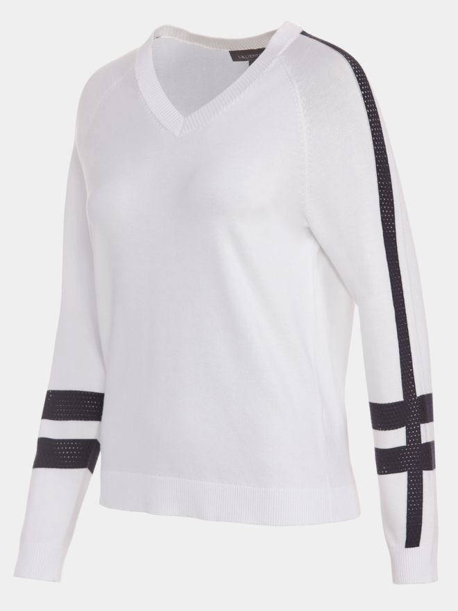 Valiente Pletený svetr s výstřihem do V bílá