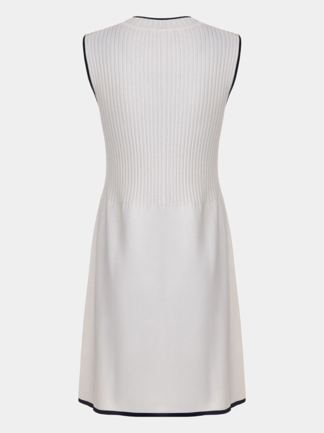 Valiente Strick ohne Arm Kleid weiß