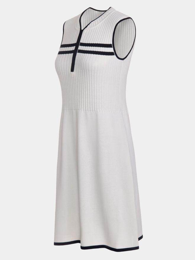 Valiente Strick ohne Arm Kleid weiß