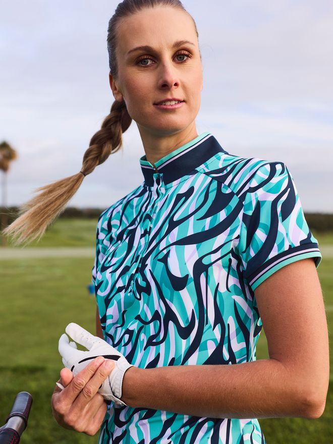 Valiente Functional pique half-sleeve dress multicolored