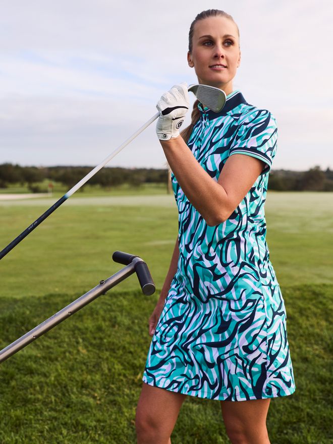 Valiente Functional pique half-sleeve dress multicolored