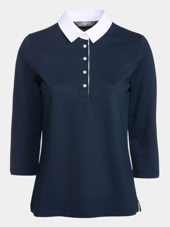 Valiente Jaquard-Struktur 3/4 Arm Polo navy
