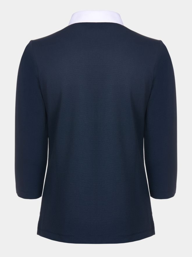 Valiente Jaquard-Struktur 3/4 Arm Polo navy