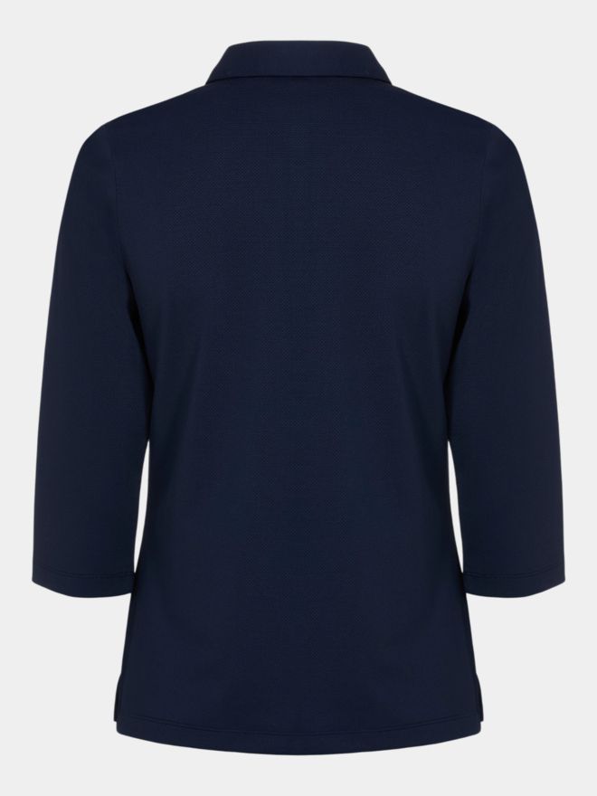 Valiente Jaquard-Struktur 3/4 Arm Polo navy