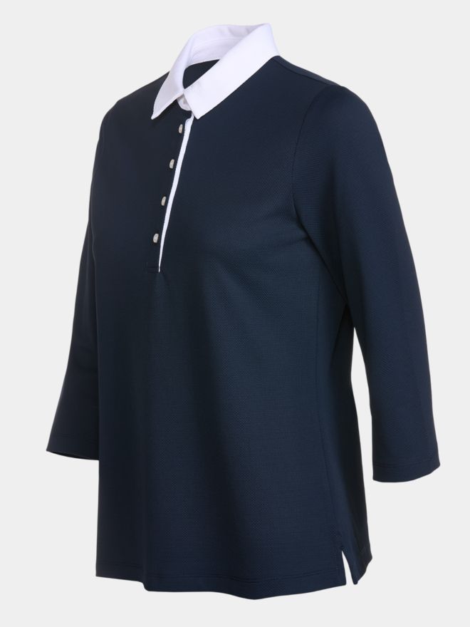 Valiente Jaquard-Struktur 3/4 Arm Polo navy