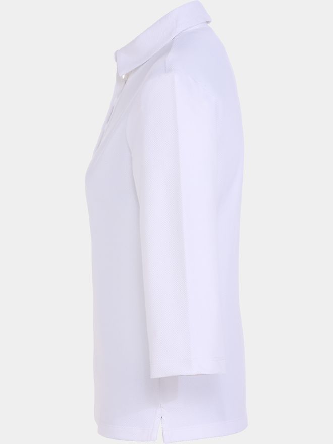 Valiente Jaquard-Struktur 3/4 Arm Polo weiß