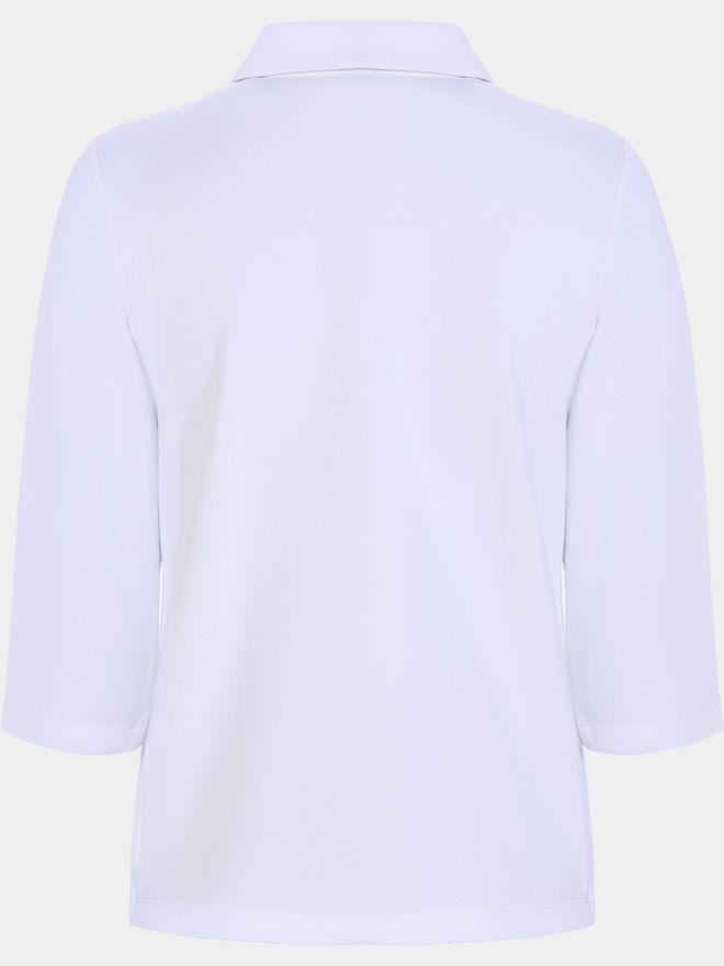Valiente Jaquard-Struktur 3/4 Arm Polo weiß