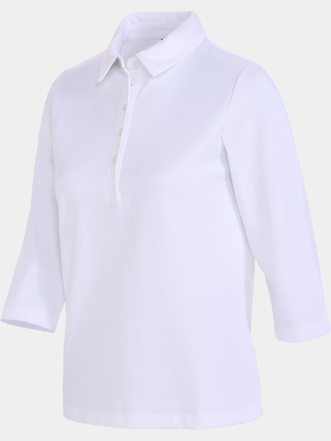 Valiente Jaquard-Struktur 3/4 Arm Polo weiß