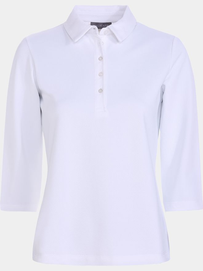 Valiente Jaquard-Struktur 3/4 Arm Polo weiß