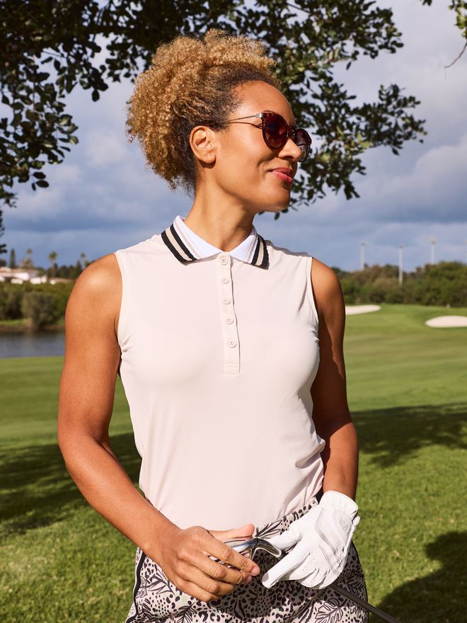 Valiente Nylon Pique ohne Arm Polo sand