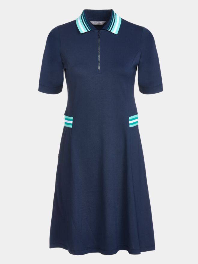 Valiente Nylon Pique halbarm Kleid navy