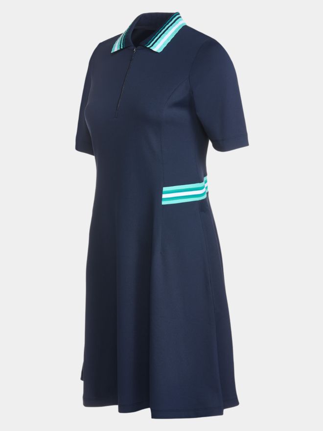 Valiente Nylon Pique halbarm Kleid navy