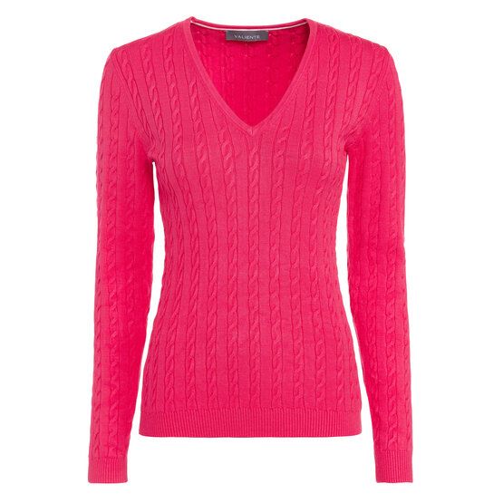 Valiente Zopf Pullover Strick fuchsia