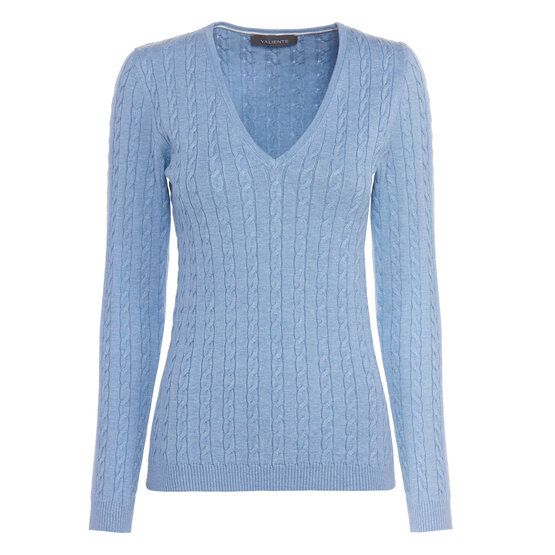Valiente Zopf Pullover Strick hellblau