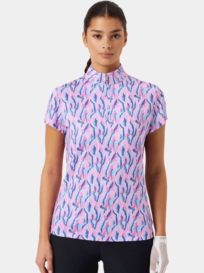 Daily Sports Mesh Print Halbarm Polo rosa