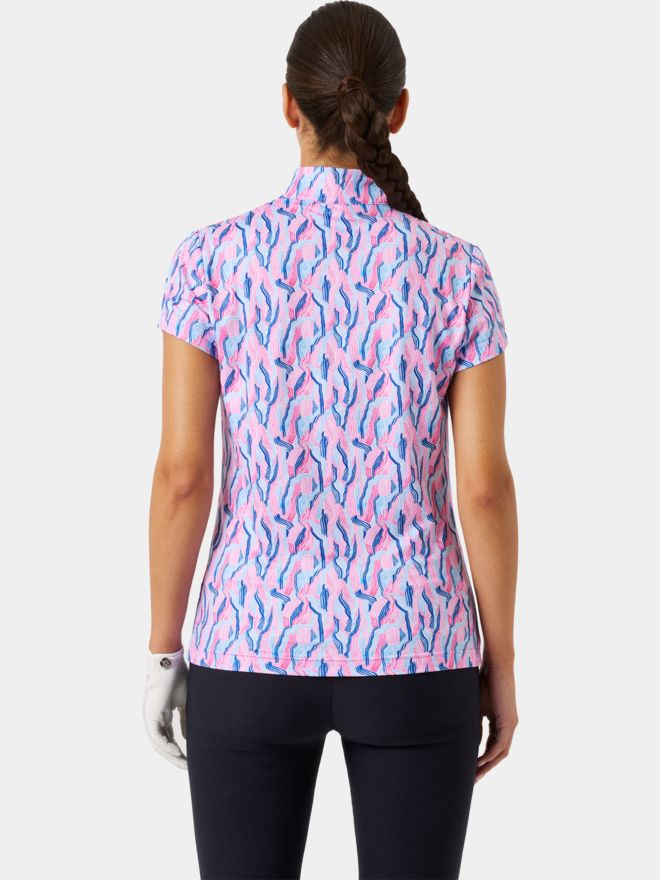 Daily Sports Mesh Print Halbarm Polo rosa