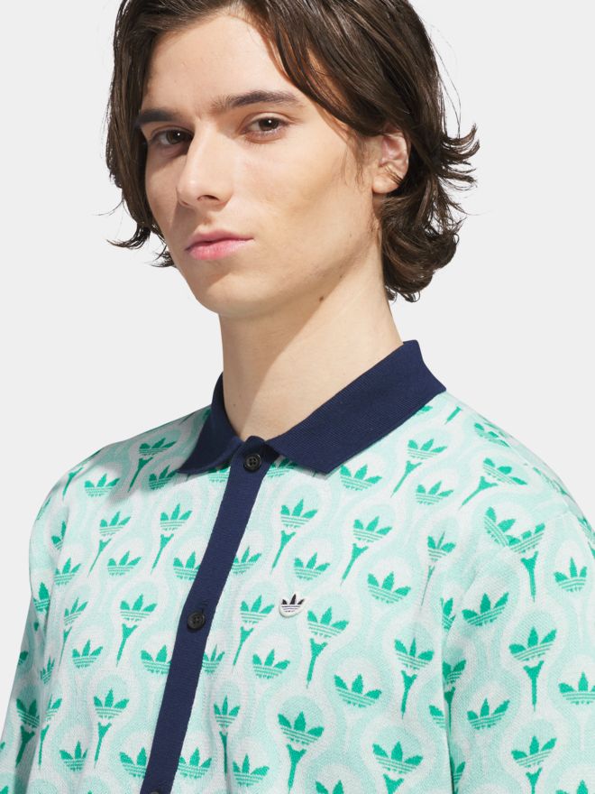 adidas Golf Originals S Nov Knit P Halbarm Hemd türkis