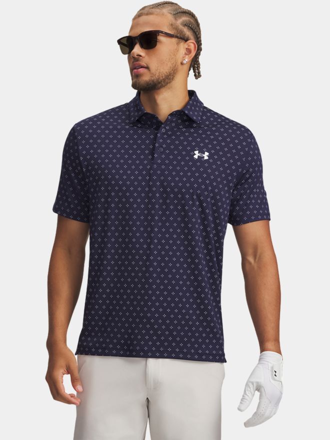 Under Armour Playoff 3.0 Printed Tropical Fescue Halbarm Polo navy
