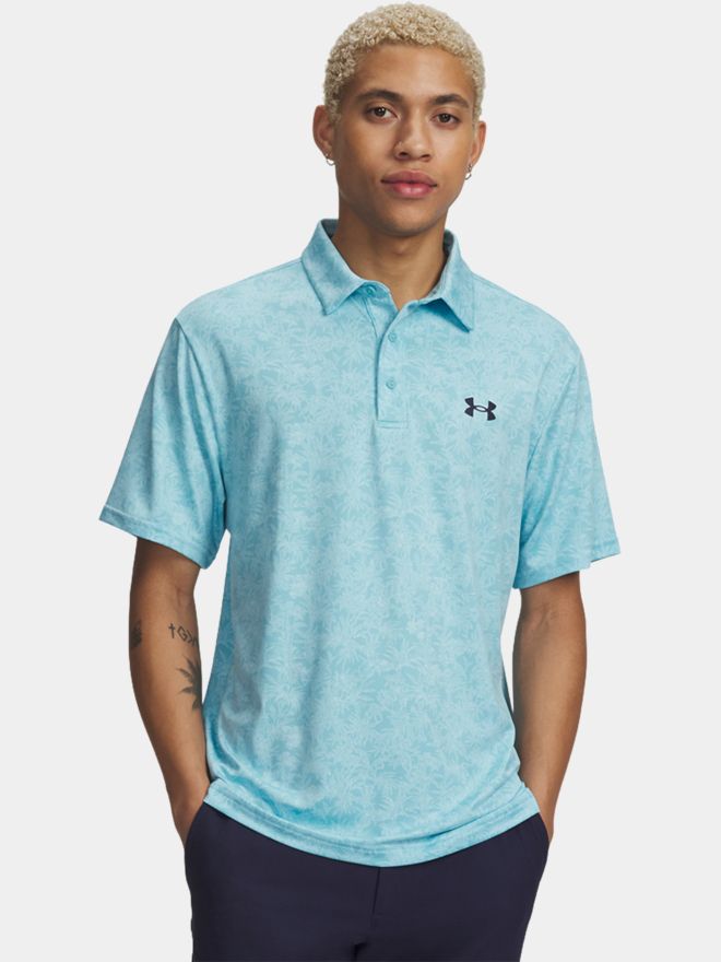 Under Armour Playoff 3.0 Printed Tropical Fescue Halbarm Polo navy