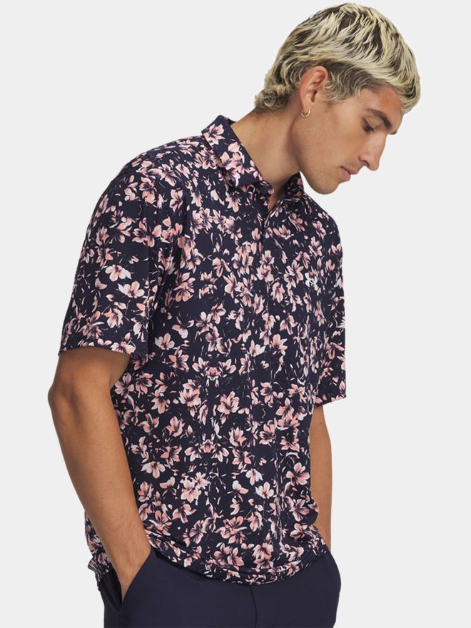 Under Armour Matchplay Printed Floral Hazard Halbarm Polo rosa